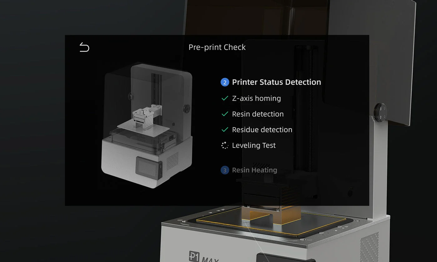 Auto-Leveling Self-Check‌Automatically performs bed leveling self-check before printing to ensure optimal platform readiness.